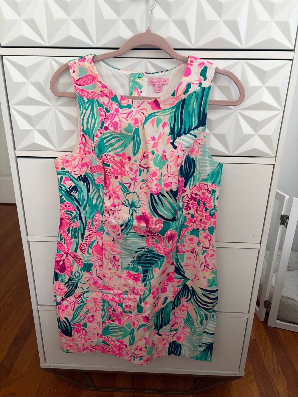 Lilly Pulitzer Pink, Teal & Navy Tropical Shift Dress